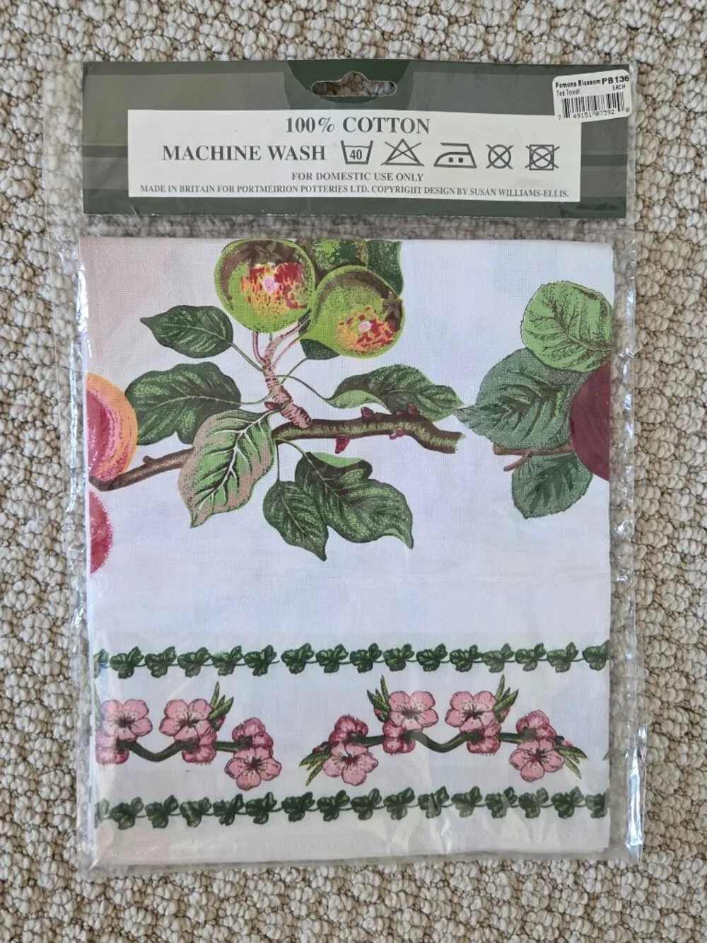 Portmeirion Botanic Garden Pomona Blossom Cotton Tea Towel NEW